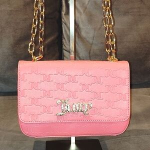NWT JUICY COUTURE BLING BLING FLAP PINK LEMONADE MONOGRAM EMBOSSED CROSSBODY BAG